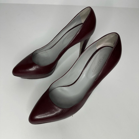 SERGIO ROSSI Oxblood Red Wine Platform Pump Heel patent leather womens 39 US 9 - Picture 3 of 8